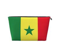 Trousse de maquillage en cuir imperméable avec imprimé drapeau du Sénégal pour femme, Argenté., Taille unique, Trousse de toilette
