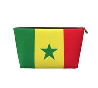 Trousse de maquillage en cuir imperméable avec imprimé drapeau du Sénégal pour femme, doré, Taille unique, Trousse de toilette