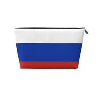 Trousse de maquillage en cuir imperméable avec imprimé drapeau russe pour femme, Argenté., Taille unique, Trousse de toilette