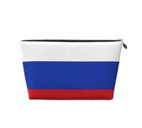 Trousse de maquillage en cuir imperméable avec imprimé drapeau russe pour femme, doré, Taille unique, Trousse de toilette