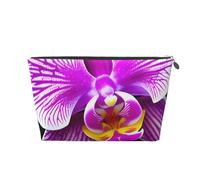 Trousse de maquillage en cuir imperméable avec imprimé fleur d'orchidée pour femme - Trousse de toilette de voyage pour articles de toilette, Argenté., Taille unique, Trousse de toilette