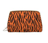 Trousse de maquillage en cuir imprimé à rayures de tigre orange de haute qualité pour la maison et les voyages, blanc, Taille unique