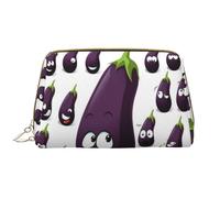 Trousse de maquillage en cuir imprimé aubergine de dessin animé de haute qualité pour la maison et les voyages, blanc, Taille unique