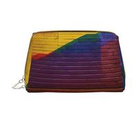 Trousse de maquillage en cuir imprimé brique colorée pour femme, pochette de maquillage pour sac à main, Brique colorée 1, One Size