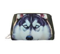 Trousse de maquillage en cuir imprimé chien Husky pour femme Trousse de toilette de voyage pour articles de toilette Trousse à cosmétiques