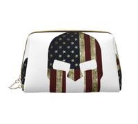 Trousse de maquillage en cuir imprimé drapeau américain Spartan américain de haute qualité pour la maison et les voyages, blanc, Taille unique