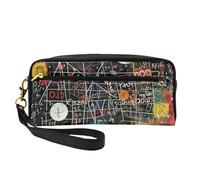Trousse de maquillage en cuir imprimé formule mathématique avec dragonne, trousse de toilette de voyage portable pour femme, Noir , Taille unique, Trousse de maquillage
