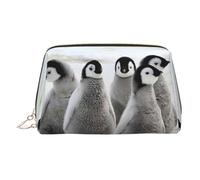 Trousse de maquillage en cuir imprimé pingouin empereur, trousse de maquillage en cuir avec fermeture éclair sur le dessus, trousse de toilette élégante, doré, Taille unique