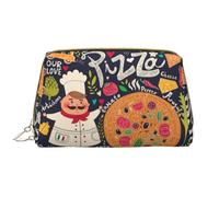 Trousse de maquillage en cuir imprimé pizza Chef de haute qualité pour la maison et les voyages, blanc, Taille unique
