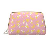 Trousse de maquillage en cuir, jolie trousse à cosmétiques rose banane douce, trousse de toilette de voyage pour femme, trousse de maquillage, organisateur de trousse de maquillage de grande capacité