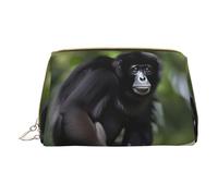 Trousse de maquillage en cuir noir et blanc avec imprimé pailleté pour sac à main, pochette cosmétique, pochette de toilette pour femme, Singe Gibbon noir, One Size