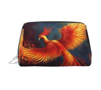 Trousse de Maquillage en Cuir Orange et Rouge Phoenix, imperméable, avec Fermeture éclair, Petite Pochette de Toilette Portable pour Femmes et Filles.