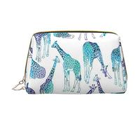 Trousse de Maquillage en Cuir Portable Minimaliste et élégante, Trousse à cosmétiques imprimée à Motif Girafe pour Filles et Femmes - Petite Taille