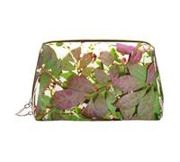 Trousse de Maquillage en Cuir Portable Minimaliste et élégante, Trousse à cosmétiques imprimée buisson Ardent avec Baies Rouges pour Filles et Femmes - Petite Taille