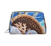 Trousse de Maquillage en Cuir Portable Minimaliste et élégante, Trousse à cosmétiques imprimée Mouette Volante sur la Plage pour Filles et Femmes - Petite Taille