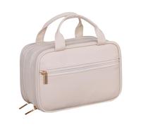 Trousse de maquillage en cuir PU à double couche de grande capacité - Trousse de voyage de voyage | Trousse de voyage portable étanche avec séparateur, Crémeux, Consulte la descripción, Voir