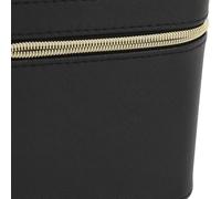 Trousse de Maquillage en Cuir PU de Grande capacité avec Miroir, Trousse à Maquillage Portable Respirante pour Voyage, Miroir Ovale Noir M, Miroir de Courtoisie Rechargeable avec