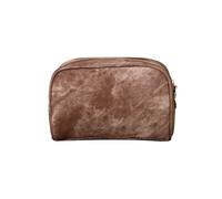 Trousse de Maquillage en Cuir PU Motif Peau de Mouton, Grande capacité, Niche de Voyage, Trousse de Rangement for cosmétiques(Coffee)