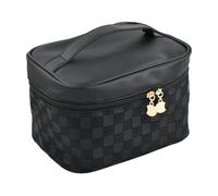 Trousse de Maquillage en Cuir PU, Sac à Cosmétiques, Trousse de Toilette Voyage Imperméable, Makeup Bag avec Poignée Grande Capacité pour Femmes Fille