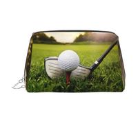 Trousse de maquillage en cuir PVC avec balle de golf, Argenté., One Size