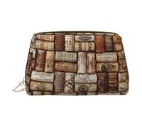 Trousse de maquillage en cuir PVC avec bouchon de liège, pochette de voyage, pochette de toilette, doré, One Size