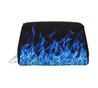 Trousse de maquillage en cuir PVC avec flamme bleue, Argenté., One Size