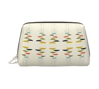 Trousse de maquillage en cuir PVC avec imprimé moderne du milieu du siècle, doré, One Size
