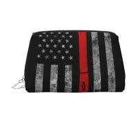 Trousse de maquillage en cuir PVC avec motif hache de pompier rouge, Argenté., One Size