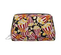 Trousse de maquillage en cuir PVC imprimé pop-corn - Pochette de voyage pour produits de toilette, Argenté., One Size