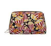 Trousse de maquillage en cuir PVC imprimé pop-corn - Pochette de voyage pour produits de toilette, doré, One Size