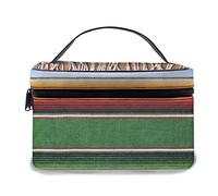Trousse de Maquillage en Cuir, Rayures et Lignes Horizontales Boho Serape Cultures Authentiques, Trousses de Maquillage Portables étanches