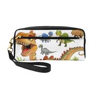 Trousse de maquillage en cuir synthétique avec impression d'images de dinosaures de dessin animé pour voyage, salle de bain, cosmétiques, Images de dinosaures., One Size, Organiseur de sac