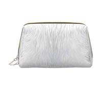 Trousse de maquillage en cuir synthétique avec poche zippée et organiseur compact pour voyage/sac à main (loup aux yeux bleus), blanc, Taille unique
