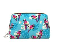 Trousse de maquillage en cuir, trousse de toilette de voyage mignonne et colorée en forme d'ara Monstera, trousse de maquillage de voyage pour femme, trousse de maquillage de grande capacité, trousse