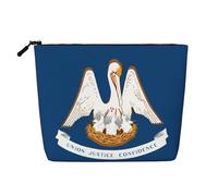 Trousse de maquillage en faux chanvre avec drapeau de l'État de Louisiane - Grande capacité - Organiseur de voyage pour voyage d'affaires et usage quotidien