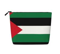 Trousse de maquillage en faux chanvre avec drapeau de l'État de Palestine - Pour femme - Résistante à l'eau - Avec fermeture éclair - Grande trousse de voyage pour cosmétiques