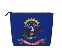 Trousse de maquillage en faux chanvre avec drapeau du Dakota du Nord - Grande capacité - Organiseur de voyage pour voyage d'affaires et usage quotidien