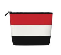 Trousse de maquillage en faux chanvre avec drapeau du Yémen - Pour femme - 100 % polyester - Imperméable - Grande capacité - Parfaite pour les voyages et un usage quotidien