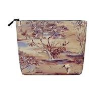 Trousse de Maquillage en Faux Chanvre avec Paysage de mer et d'île Trousse de Maquillage en Faux Chanvre pour Voyage Trousse de Maquillage pour Femmes et Filles