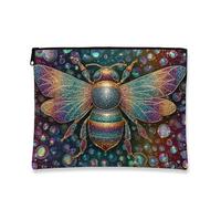 Trousse de maquillage en forme d'abeille à paillettes colorées et scintillantes pour femme, petite pochette de voyage portable en toile avec fermeture éclair, cadeau d'anniversaire, trousse de