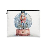 Trousse de maquillage en forme de boule de neige Casse-noisette, trousse de maquillage aquarelle vintage pour femme, organiseur de toilette portable, blanc, 17,8 x 22,9 cm, Casse-noisette