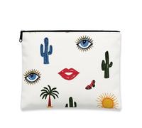 Trousse de maquillage en forme de cactus, pochette de voyage colorée sur le thème du désert pour femme, petite trousse de toilette portable en toile avec fermeture éclair, cadeau de festival d'été
