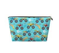 Trousse de maquillage en forme de camion monstre de dessin animé, trousse de maquillage de voyage, trousse de maquillage pour femme, organisateur de sac de maquillage en cuir, jolie trousse, Doré