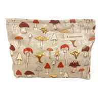 Trousse de maquillage en forme de champignon avec fermeture éclair pour femmes et filles, Champignon beige