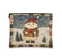 Trousse de maquillage en forme de chat d'hiver, trousse de maquillage vintage à carreaux pour femme, organiseur portable en toile avec fermeture éclair pour vacances, voyage, 17,8 x 22,9 cm