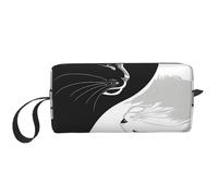 Trousse de maquillage en forme de chat noir et blanc, résistante à l'eau, organisateur de produits de toilette de voyage pour femmes et hommes, pochette de rangement pour cosmétiques de Tai Chi avec