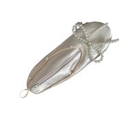 Trousse de maquillage en forme de chaussure de ballet avec fermeture éclair et accents d'étoiles, pochettes de maquillage spacieuses en satin pour voyage, bijoux, cadeau d'anniversaire pour filles