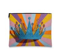 Trousse de maquillage en forme de couronne à paillettes colorées et scintillantes pour femme, petite pochette polyvalente en toile à fermeture éclair, cadeau de fête, trousse de toilette pour soins de