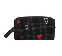 Trousse de Maquillage en Forme de cœur Blanc et Rouge pour Femme, Trousse de Maquillage pour la Saint-Valentin, Trousse de Toilette Portable, Accessoires de Voyage, Cadeau