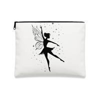 Trousse de maquillage en forme de fée avec motif de danseuse magique pour femme, organisateur portable en toile avec fermeture éclair, trousse de toilette enchantée pour les festivals, blanc, 7x9 Inch